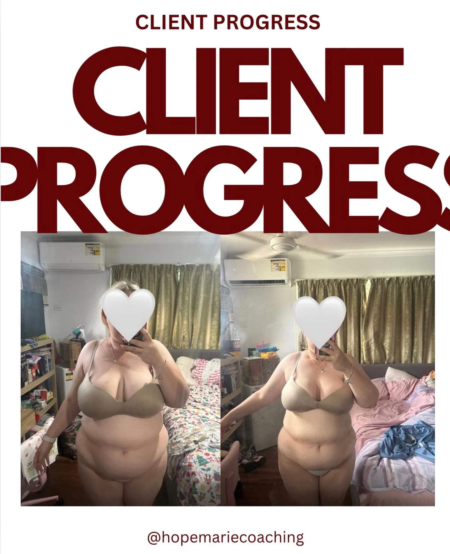 Client progress🤍
8 weeks of:
🎀 consistency
👟 10k steps a day
🍕 flexible dieting (yes, still eating foods she loves)
💪 following her program

Same girl, just glowing a little harder!
No crazy rules. No cutting out carbs. Just balance, habits &amp
