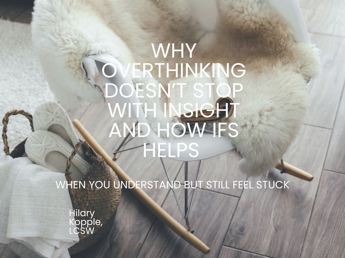 White fur blanket on a wooden chair with a book and white carpet after healing with ifs therapy nyc