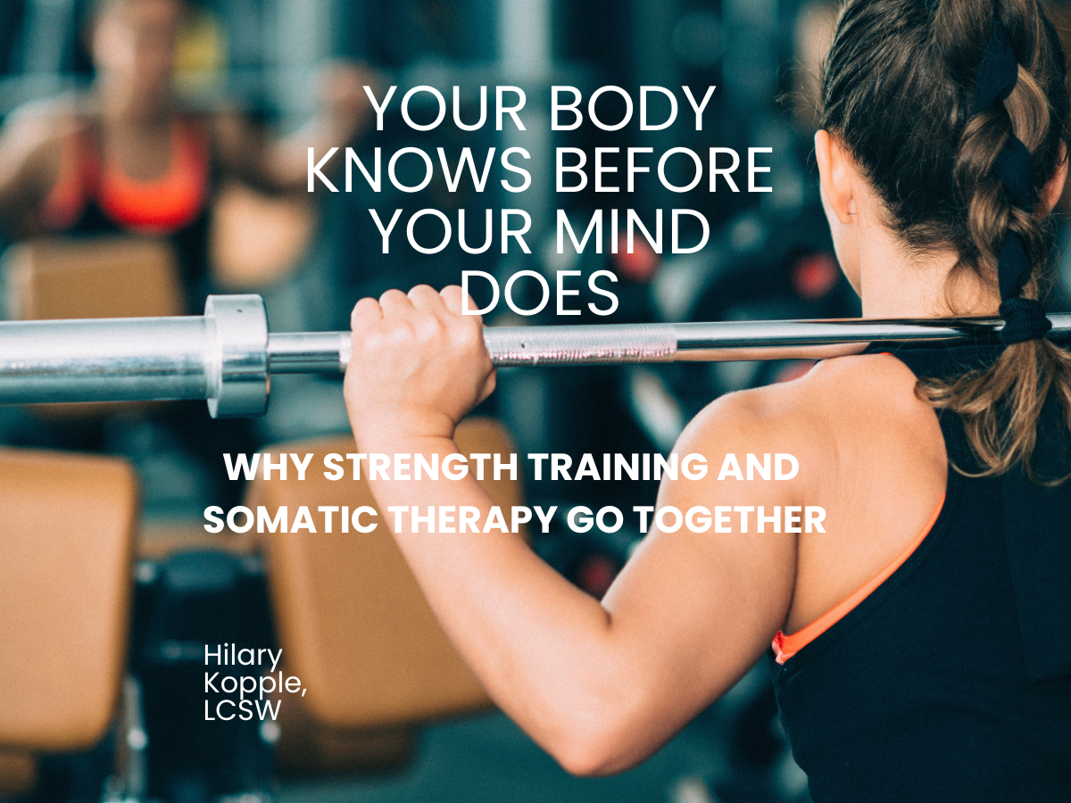 Woman preparing for a squat in a gym, a blog image for somatic therapy in NYC