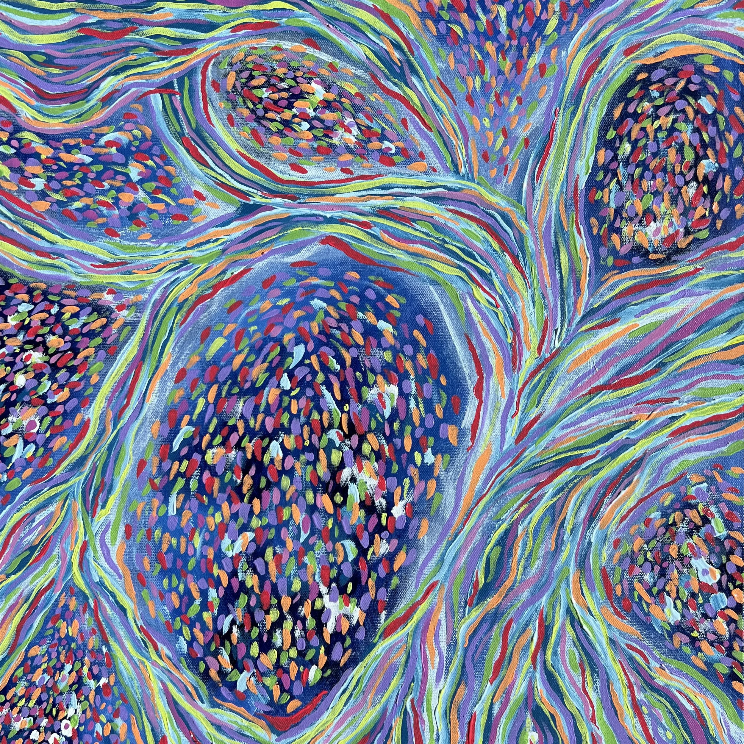 Bright painting inspired by refraction of light in the water, by Bianca Eleanor Art.