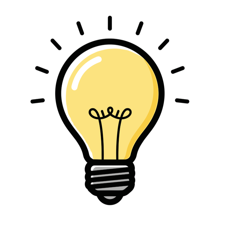Illustration of a glowing yellow light bulb on a black background.