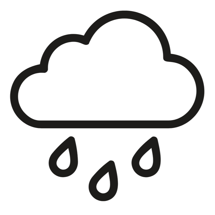 Cloud with raindrops indicating rainy weather