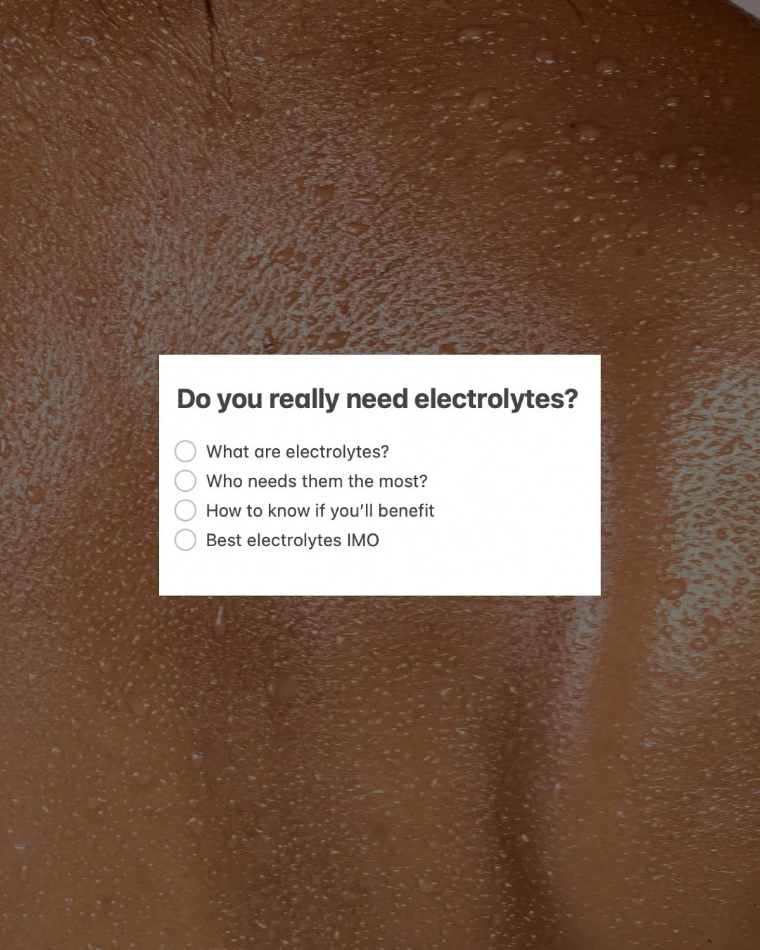 Electrolytes are trending right now 🧂and while they&rsquo;re a nice-to-have, you may find you really benefit from keeping them on hand. 

Research shows that plain water often isn&rsquo;t enough to fully hydrate your body. 

Without sodium, potassiu