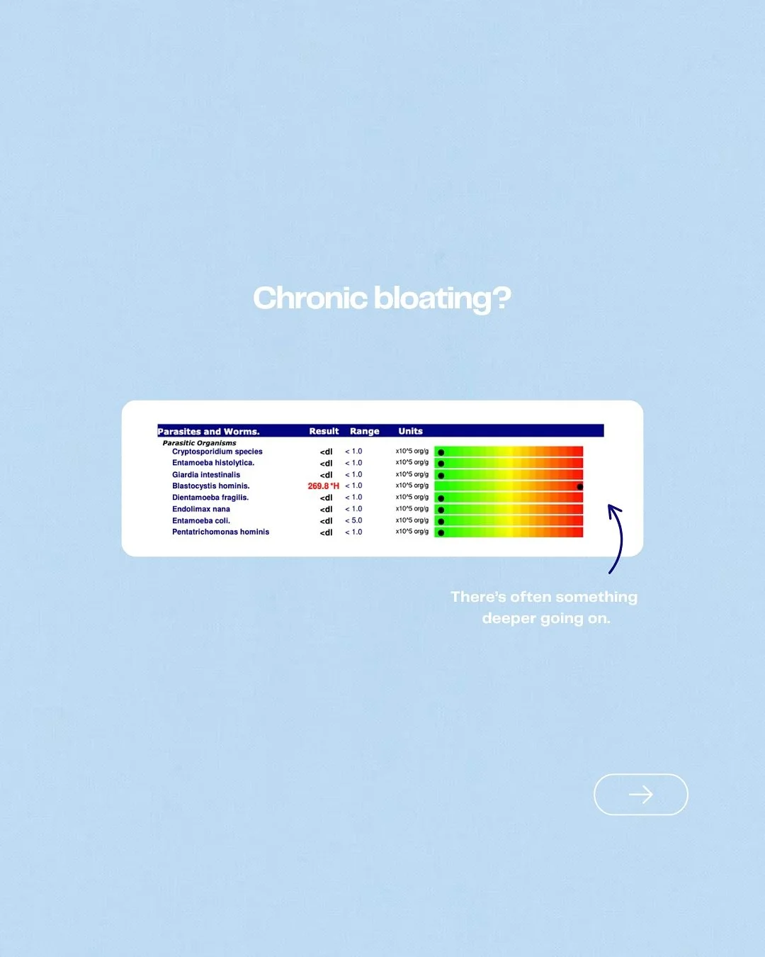 Chronic bloating, digestive issues and low iron? 😢🔍

This client had been struggling with constant gut discomfort, low iron (for 5+ years) plus significant symptoms of histamine imbalance. With a Complete Microbiome Map, we uncovered the root cause