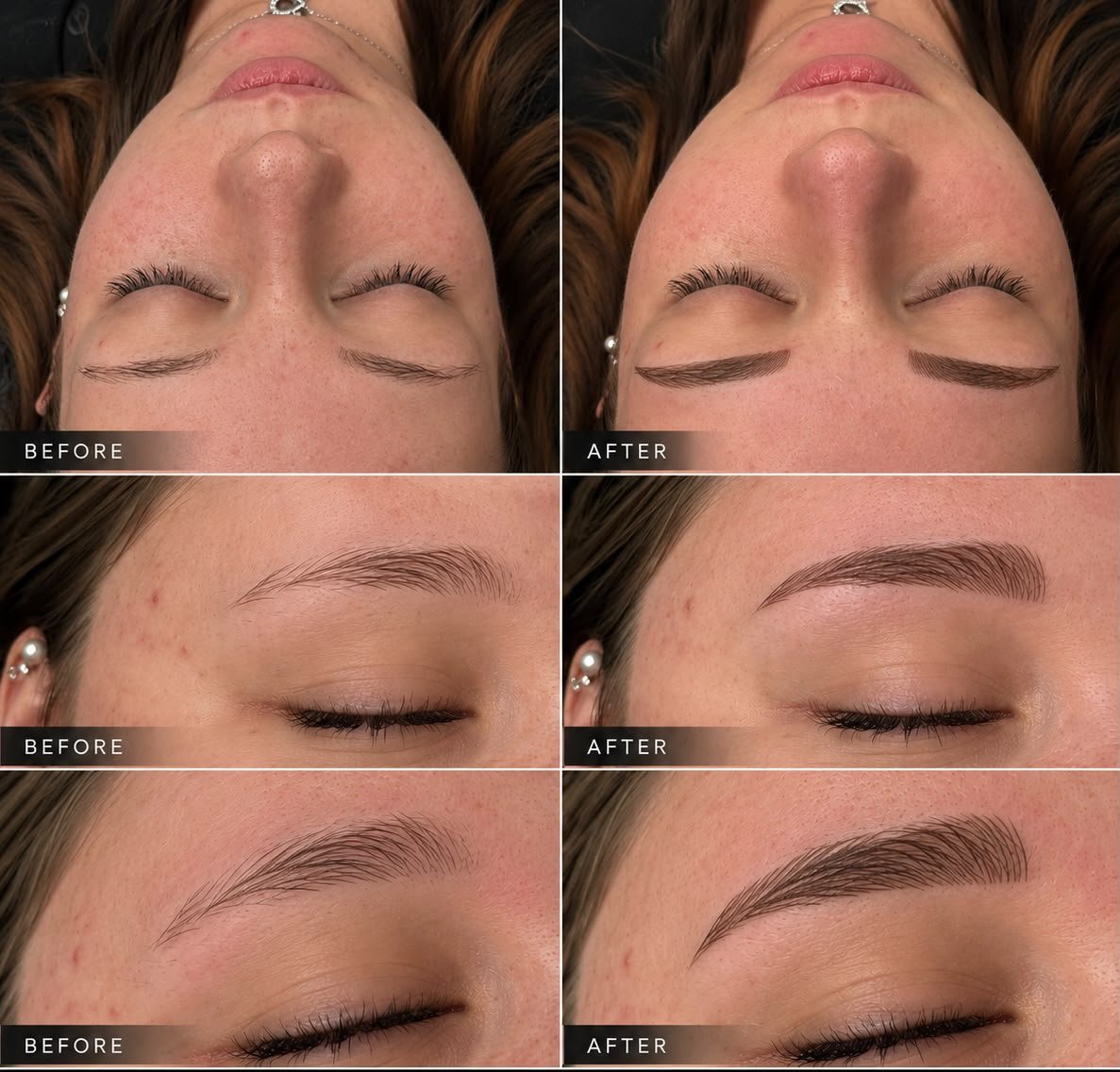 Permanent Make-up Augenbrauen in Wels natürliches Vorher Nachher Ergebnis