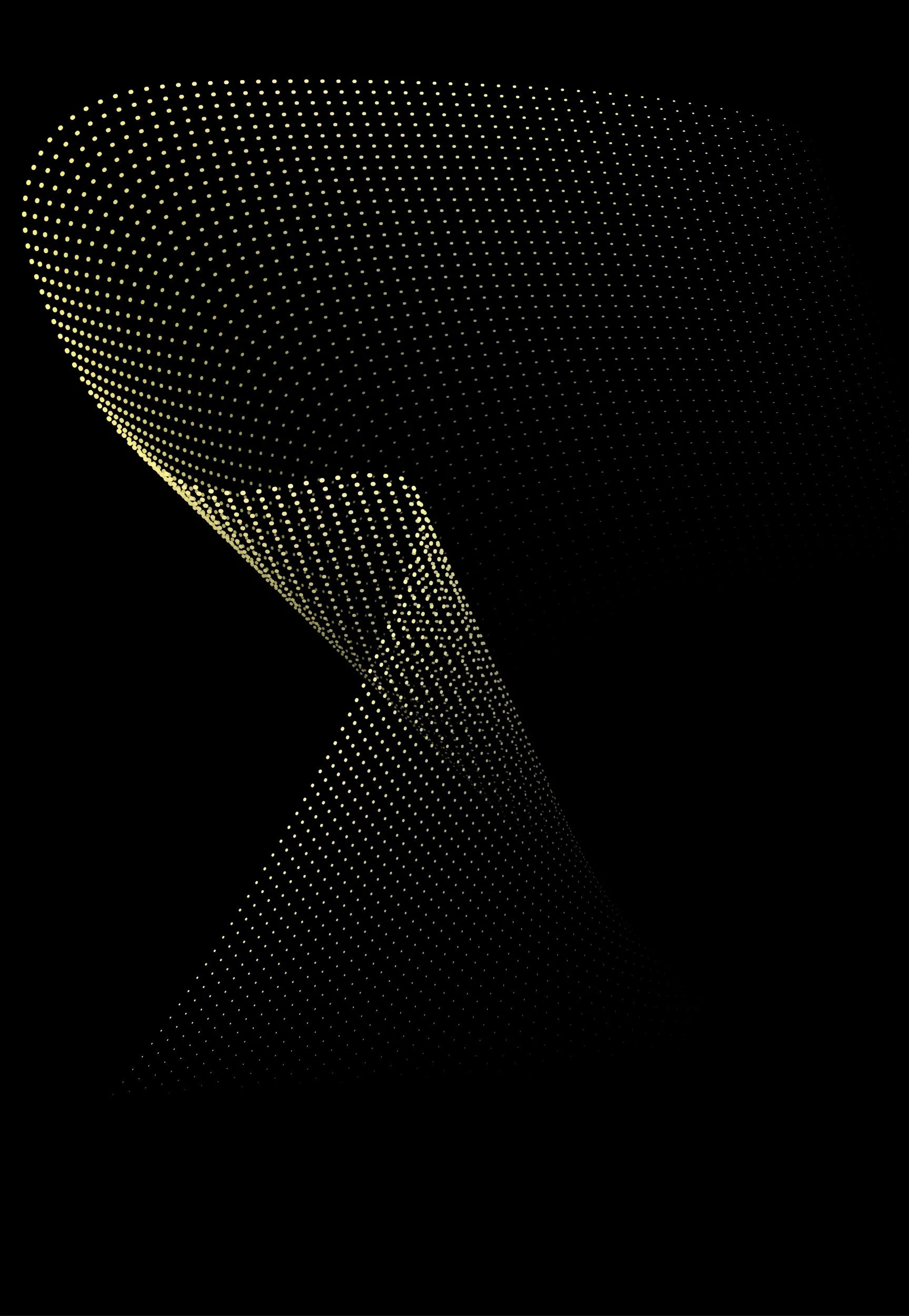 Digital abstract art with glowing yellow dots forming a twisting Torus shape on a black background.