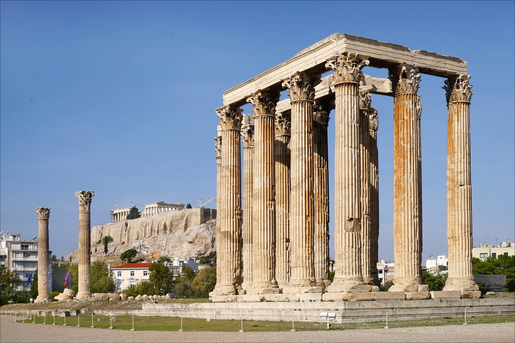 Temple of Olympian Zeus – Giant columns near the center.