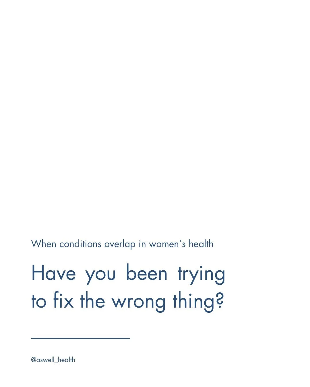 Maybe you don&rsquo;t feel better yet because you&rsquo;ve been trying to fix the wrong thing🙈.

Have you read the books, followed the holistic health accounts, tried the elimination diet, started the supplements, tracked your cycle, reduced your st