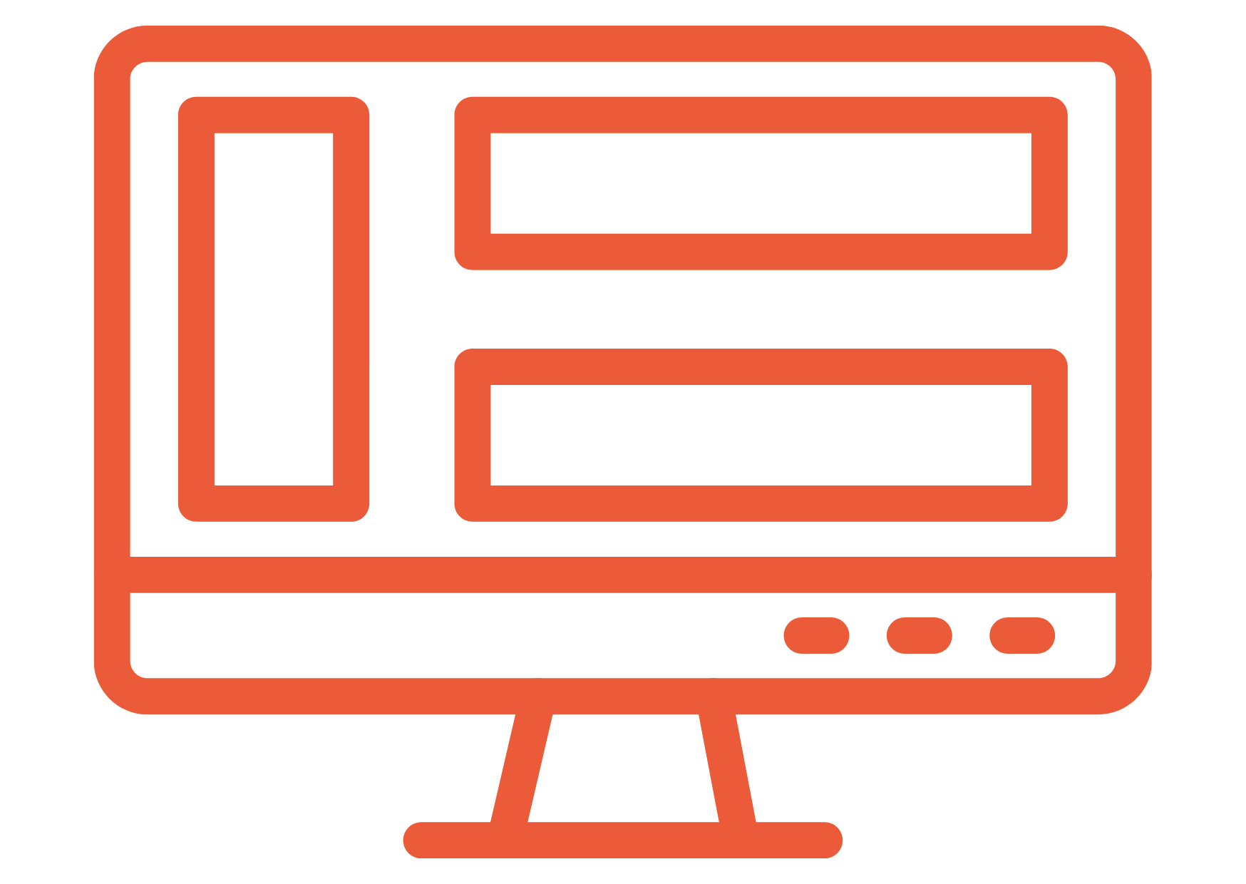 Een schematische illustratie van een computer met een scherm en toetsenbord met grafische elementen