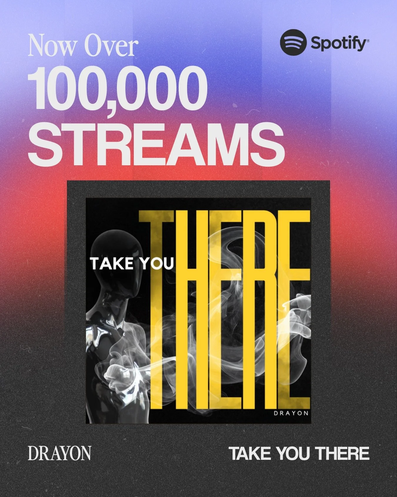 &ldquo;Take You There&rdquo; by @drayonofficial now has over 100,000 streams 🥳🎊
Excited to have been involved in this campaign.
.
.
#musicmarketing #spotifygrowth #claritymusicmarketing