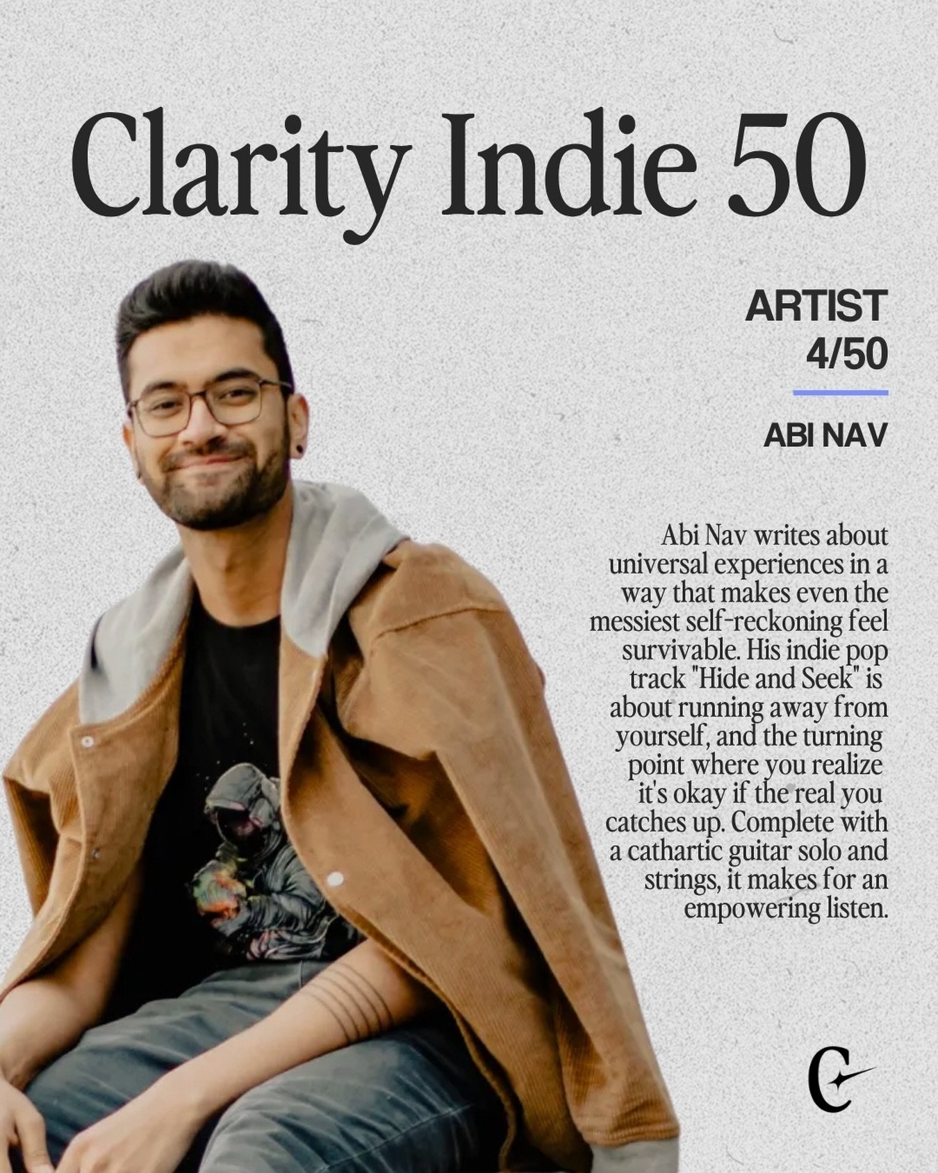 @abinavmusic&rsquo;s song &ldquo;Hide and Seek&rdquo; follows the journey from avoiding to accepting yourself, and the cathartic guitar solo is one of our favorites this year.

Stay tuned as we highlight more incredible independent artists leading up