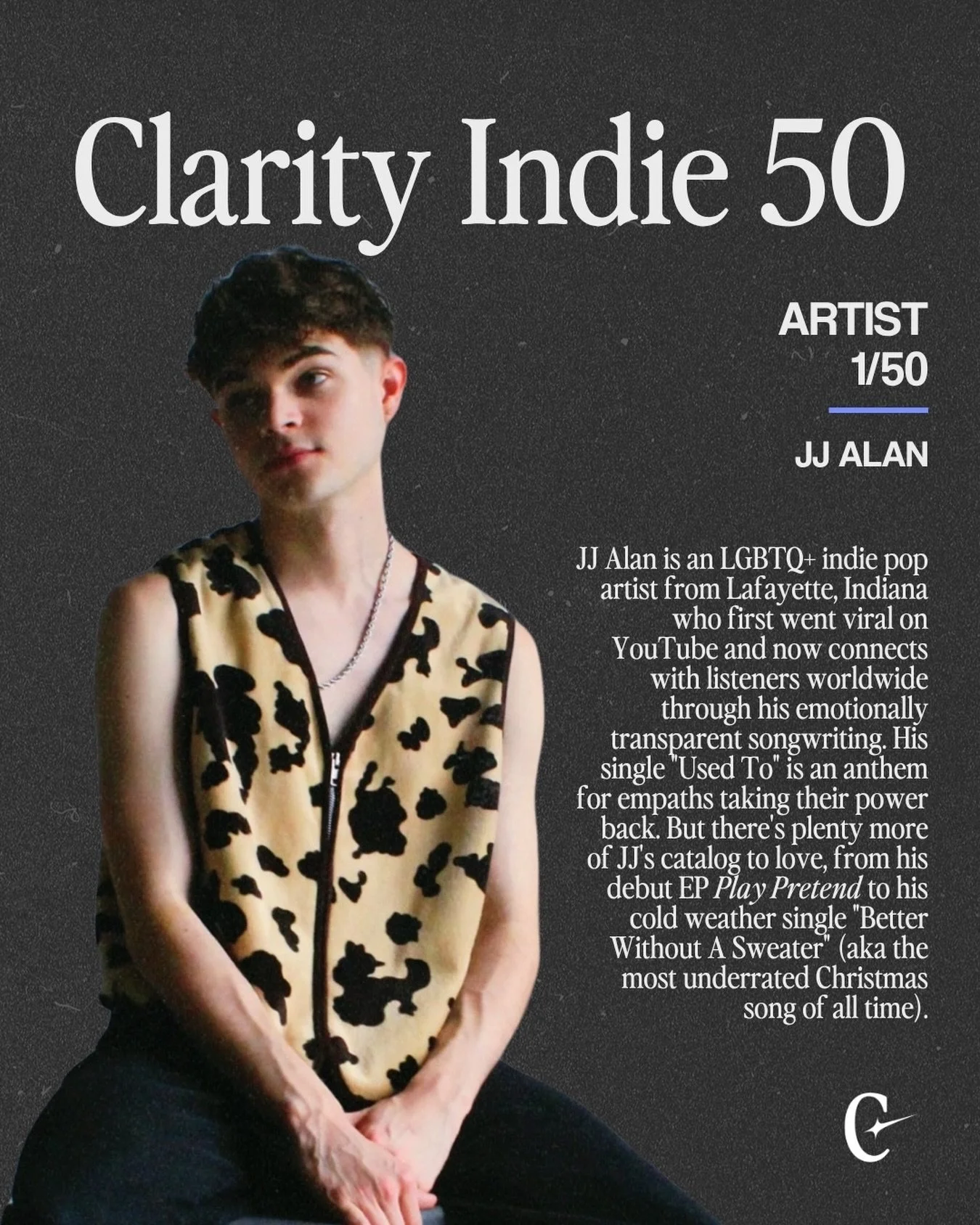 Closing out our countdown is our cover artist, @imjjalan, an indie-pop songwriter whose vulnerable, passionate lyrics make you feel like you&rsquo;re reading a page out of his diary.

We can&rsquo;t wait to share the full summer edition of the Clarit