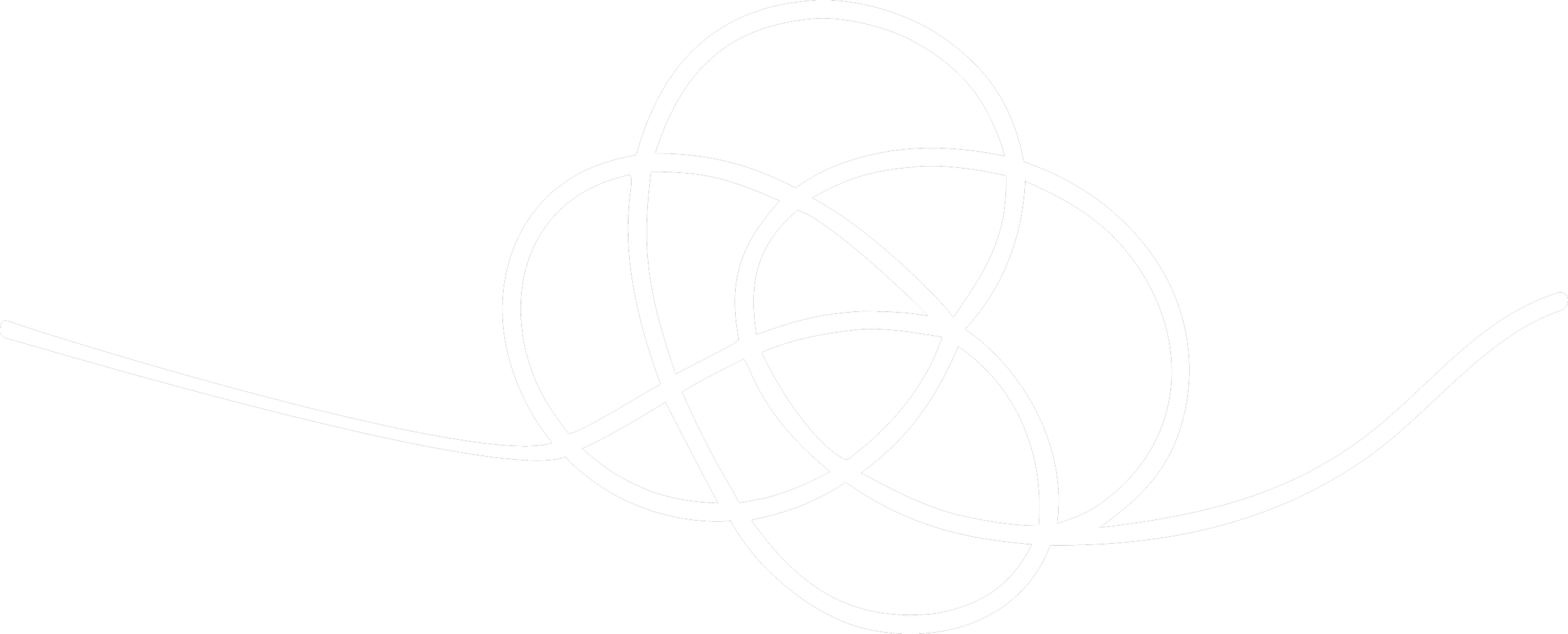 Abstrakte Linienillustration: Eine verschlungene Linie löst sich aus einem Knoten und führt klar weiter.