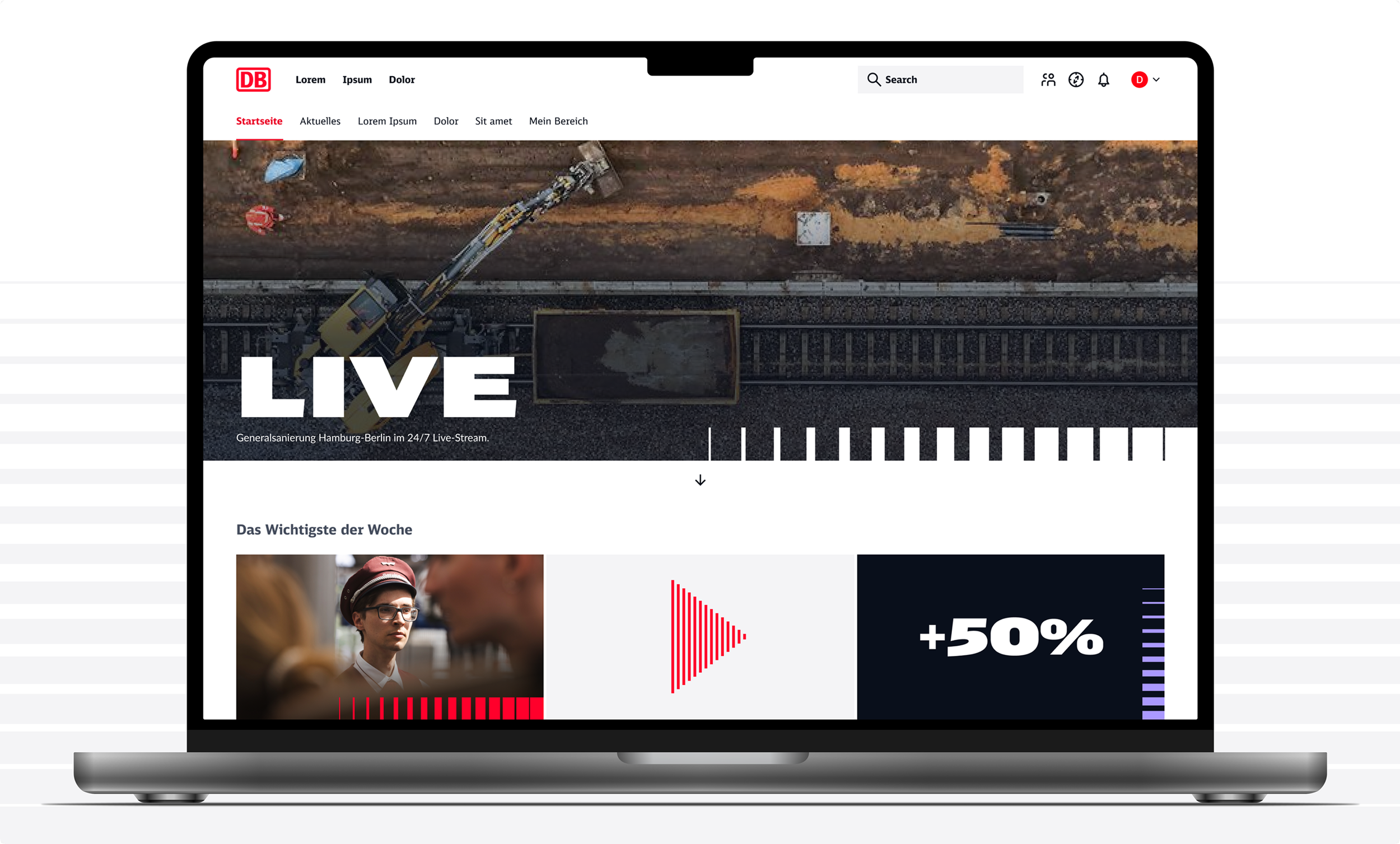 DB Website Mock-Up auf einem MacBook