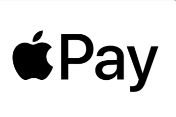 Apple Pay logo with black apple icon and bold black text on white background