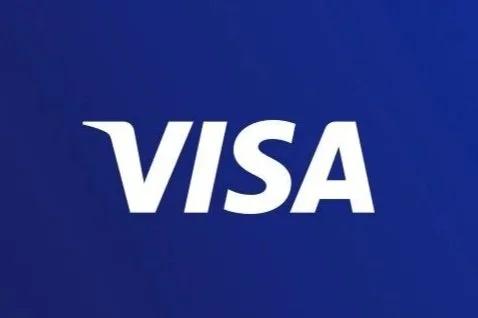 VISA logo on a blue background.