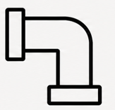 Geometric drawing of an outline square with sections divided by vertical, horizontal, and circle lines.