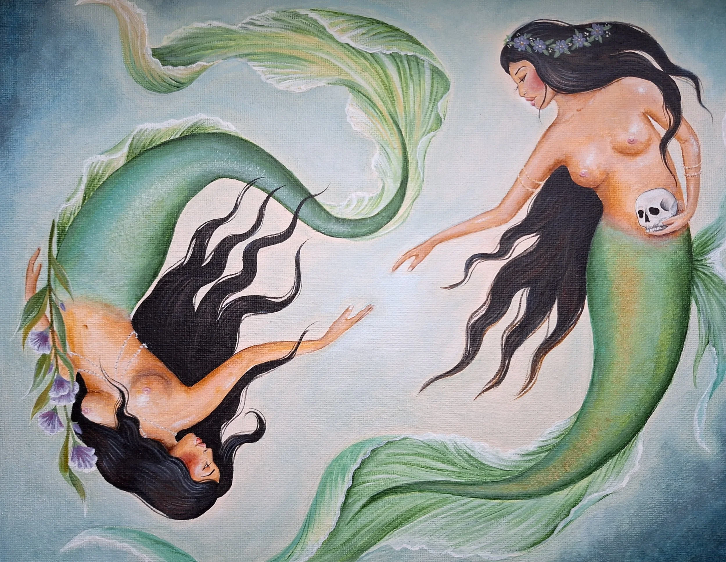 ‘Serenes from the deep waters of hidden secrets’
Acrylic on panel 24x30cm