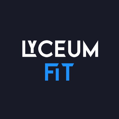 Lyceum Fit logo with the word 'Lyceum' in white and 'Fit' in blue on a dark background.
