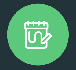 Icon of a calendar with a check mark.