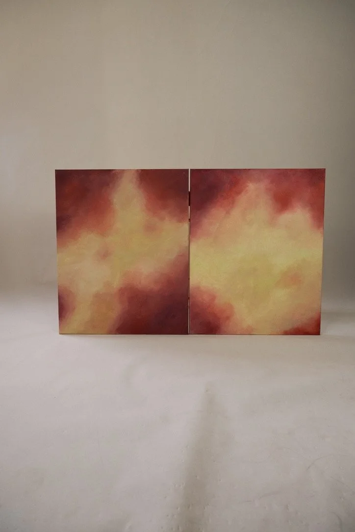 Diptych- Chartreuse & Burgundy