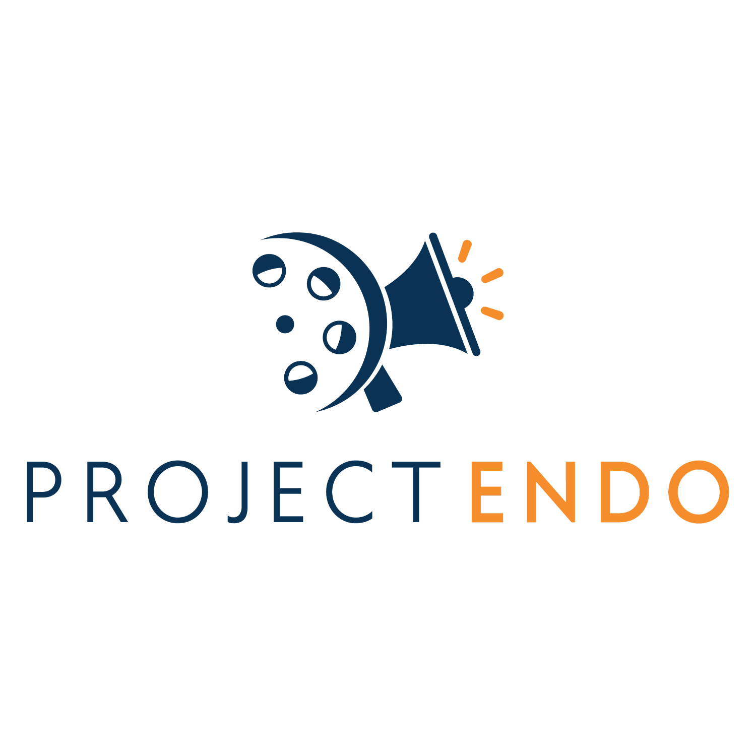 Logo of ProjectENDO featuring a stylized film reel with a megaphone emitting sound waves and the text 'PROJECT ENDO.'