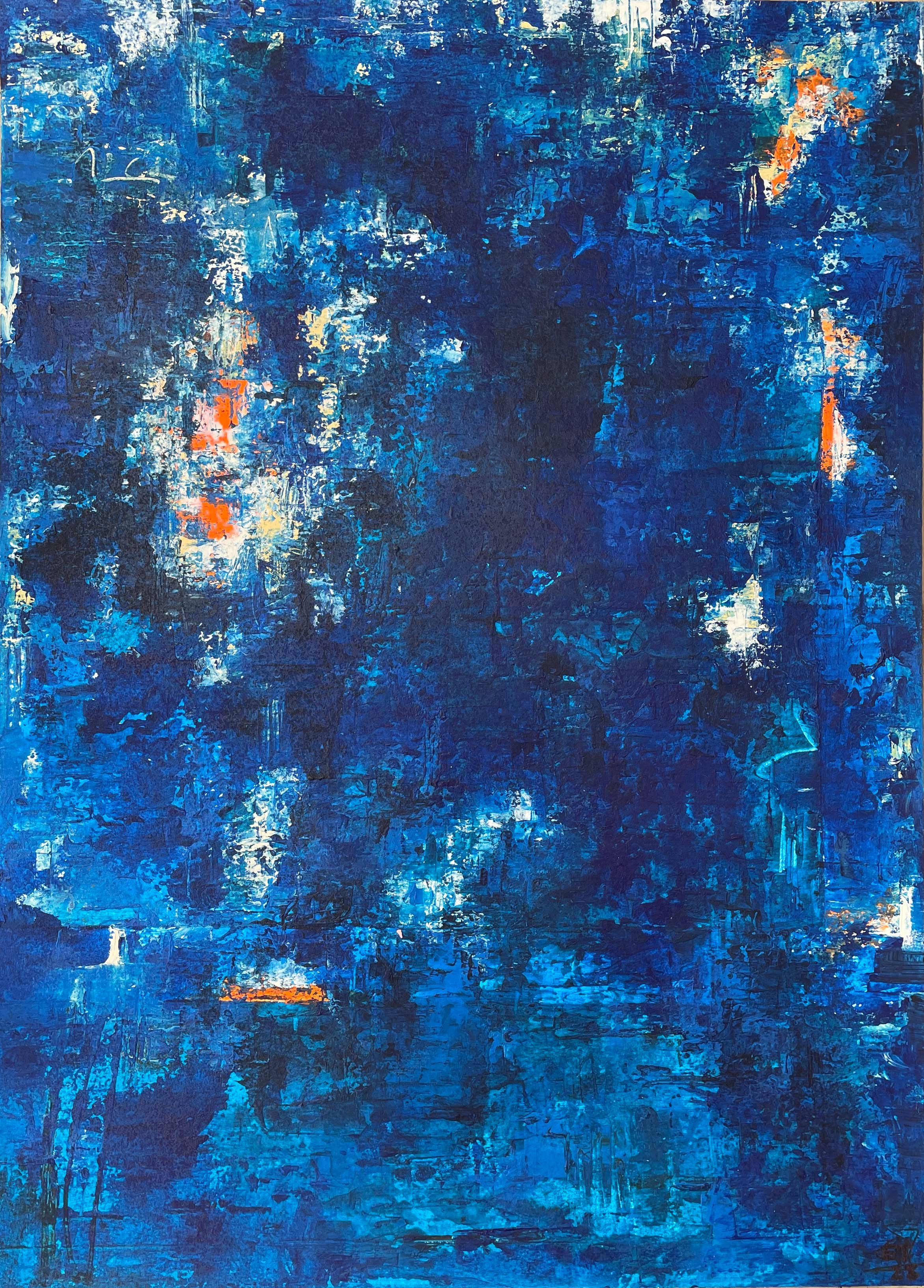TANGLED UP IN BLUE ©ELEANORTHOM 2023, Acrylic on paper 29.7 x 42cm 
[SOLD]