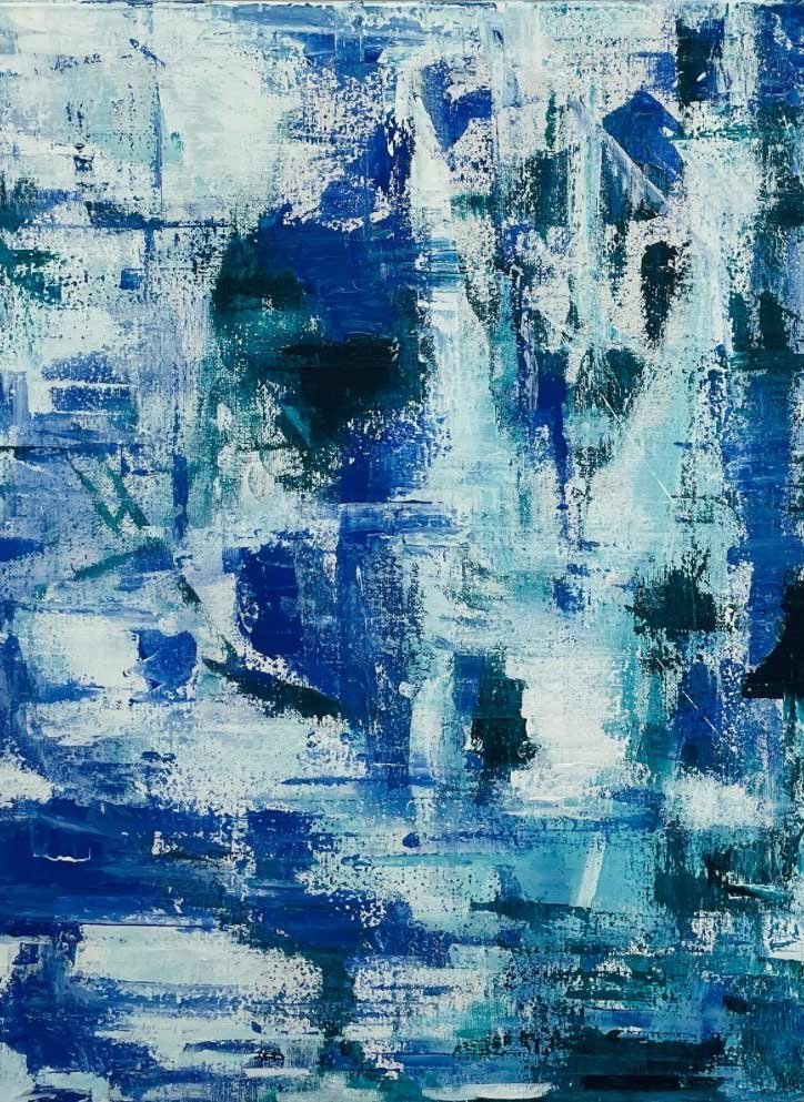SWEEPING BLUES ©ELEANORTHOM 2019
Acrylic on canvas, 40x50cm 
[£450.00, Framed]