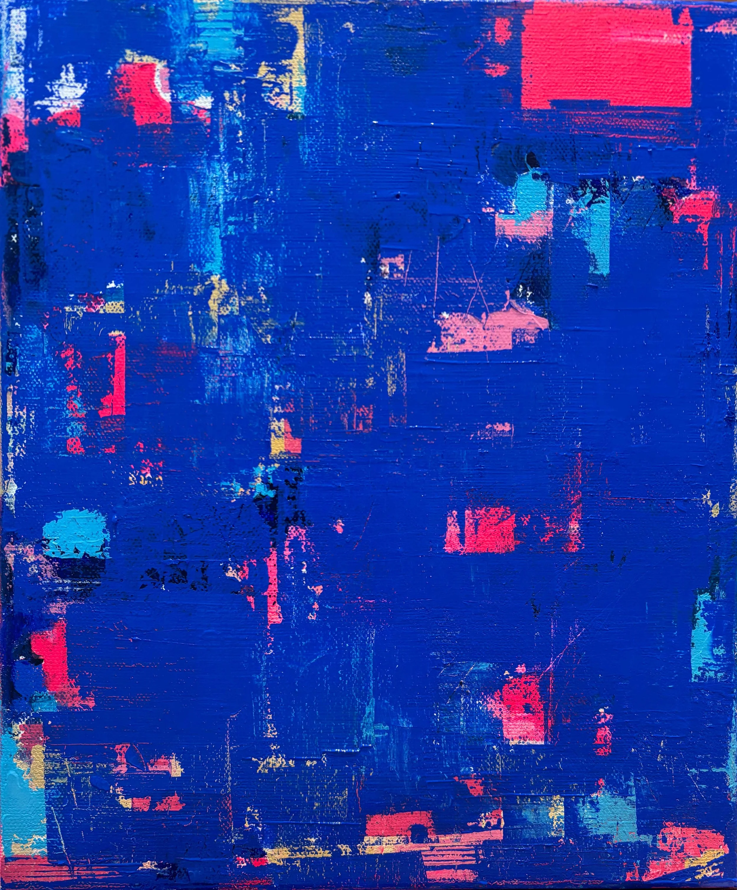 BOLT FROM THE BLUE ©ELEANORTHOM 2025
Acrylic on Canvas, 30.4x 25.4cm 
[£350.00, Unframed] 