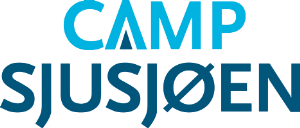 Logo of Camp Sjusjøen, blue font