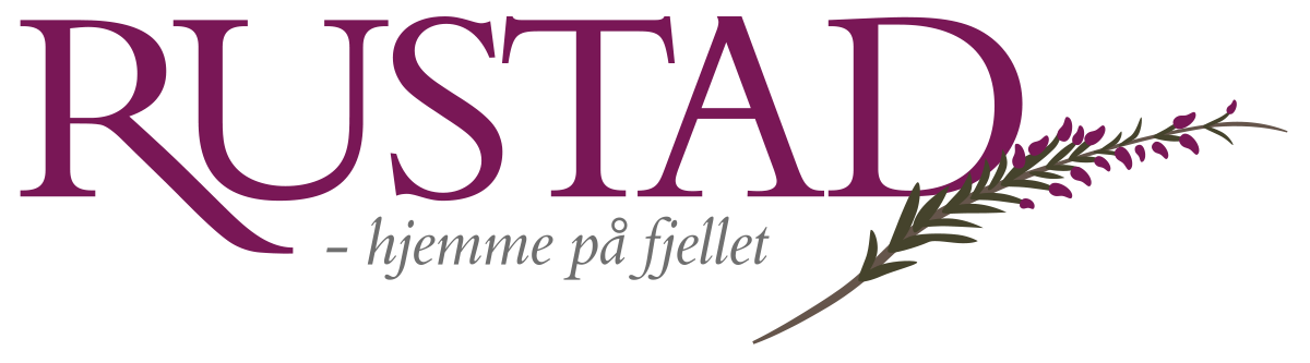Logo of Rustad hotell og fjellstue with a fireweed branch