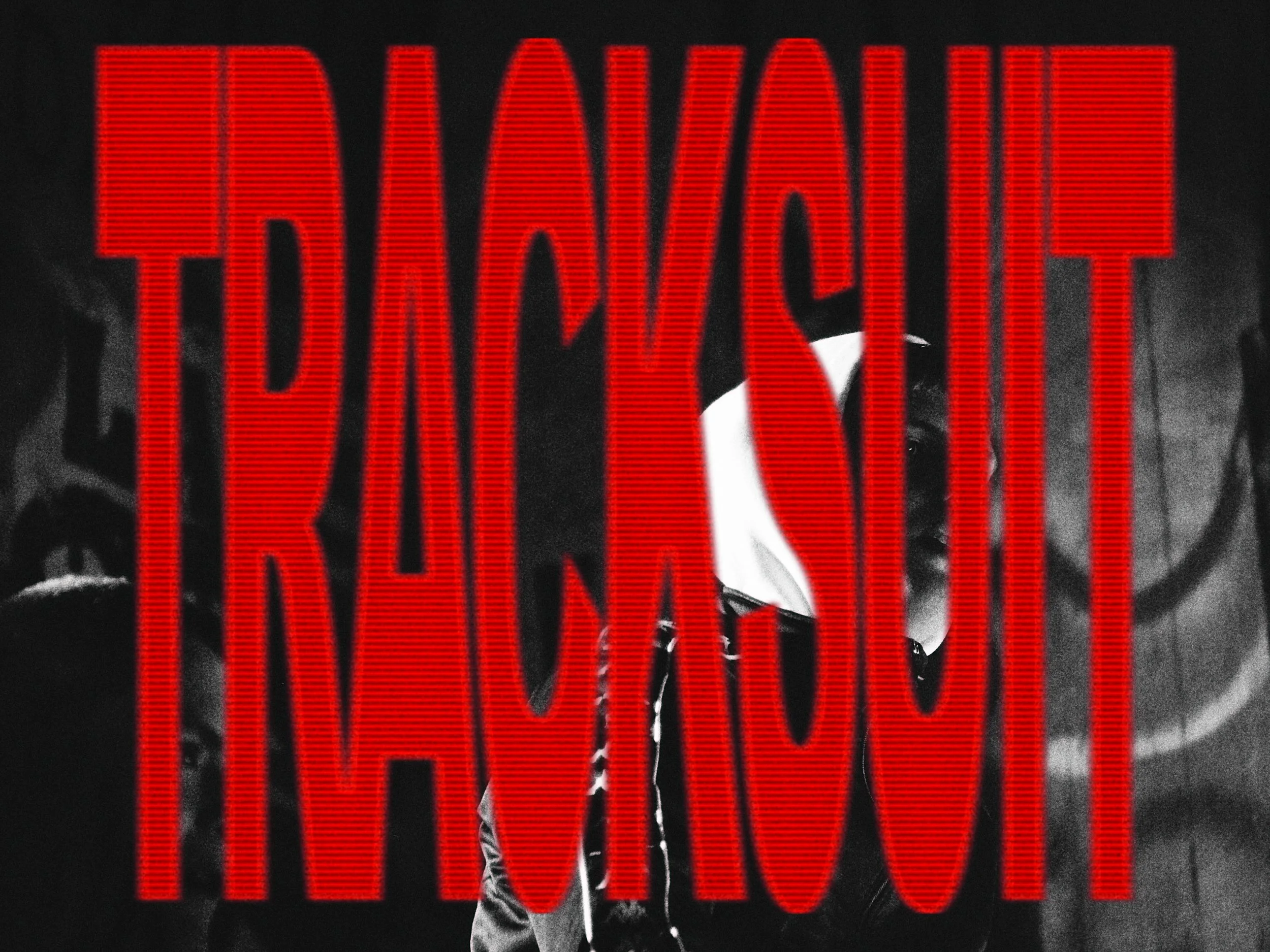 A person with a dark helmet and jacket standing behind a large red text that reads "TRAVEL SHIT" in bold, with a dark background.