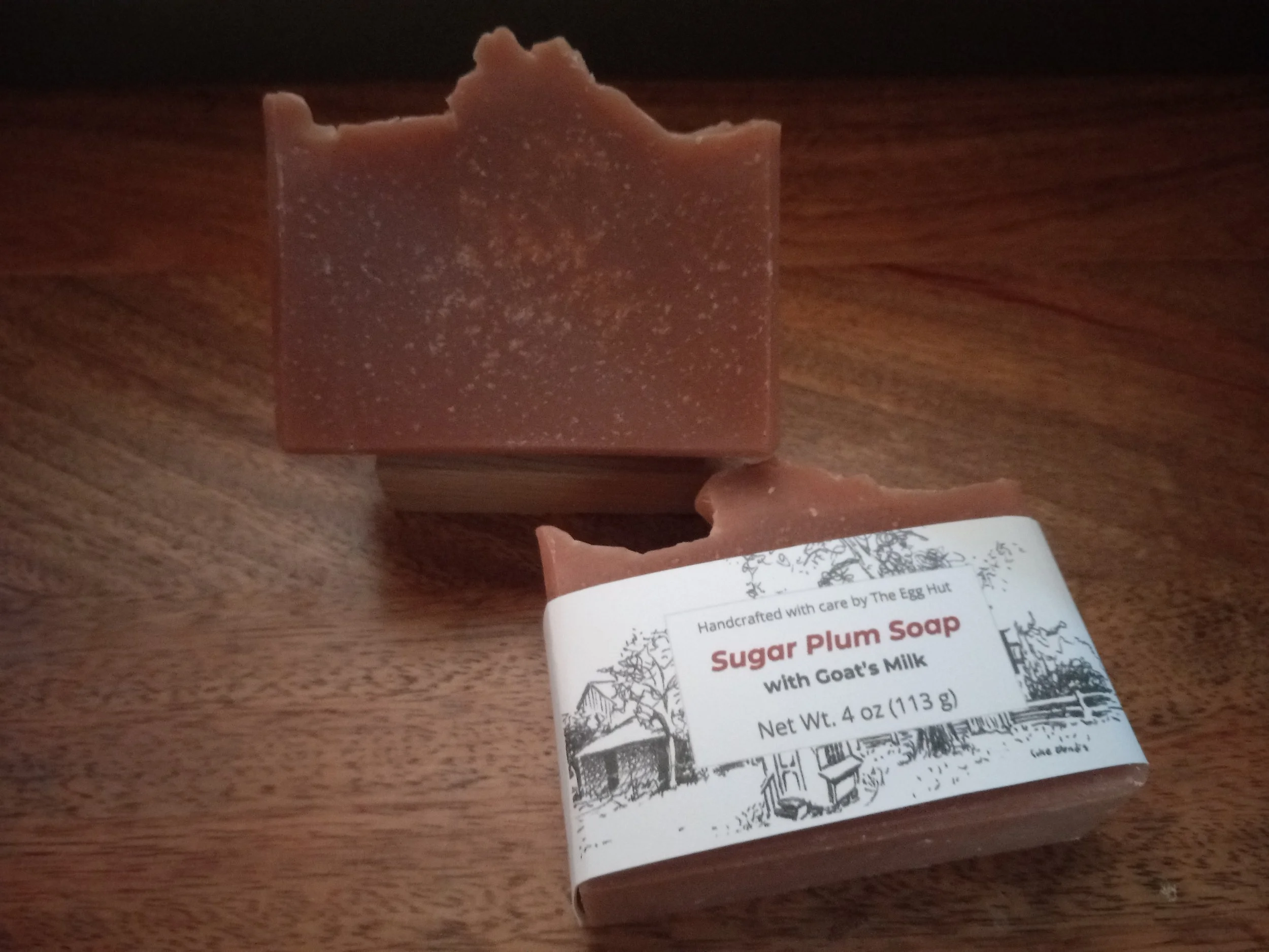 deep colored soap bar with and without packaging.