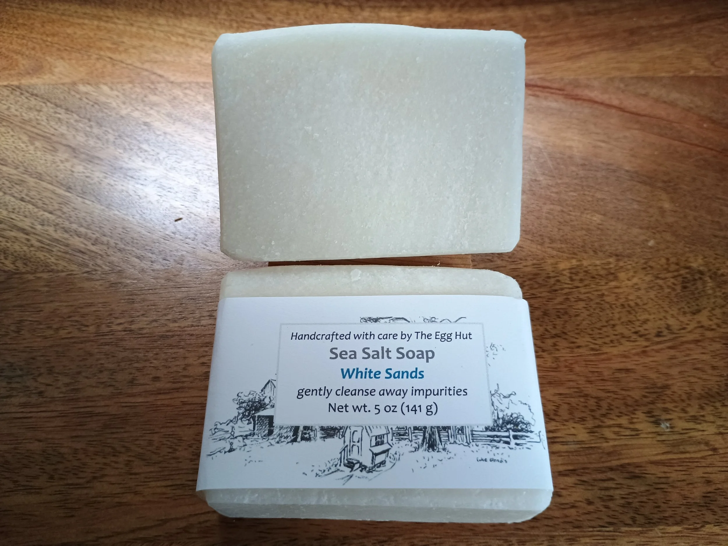 White Sands soap package with white soap bar