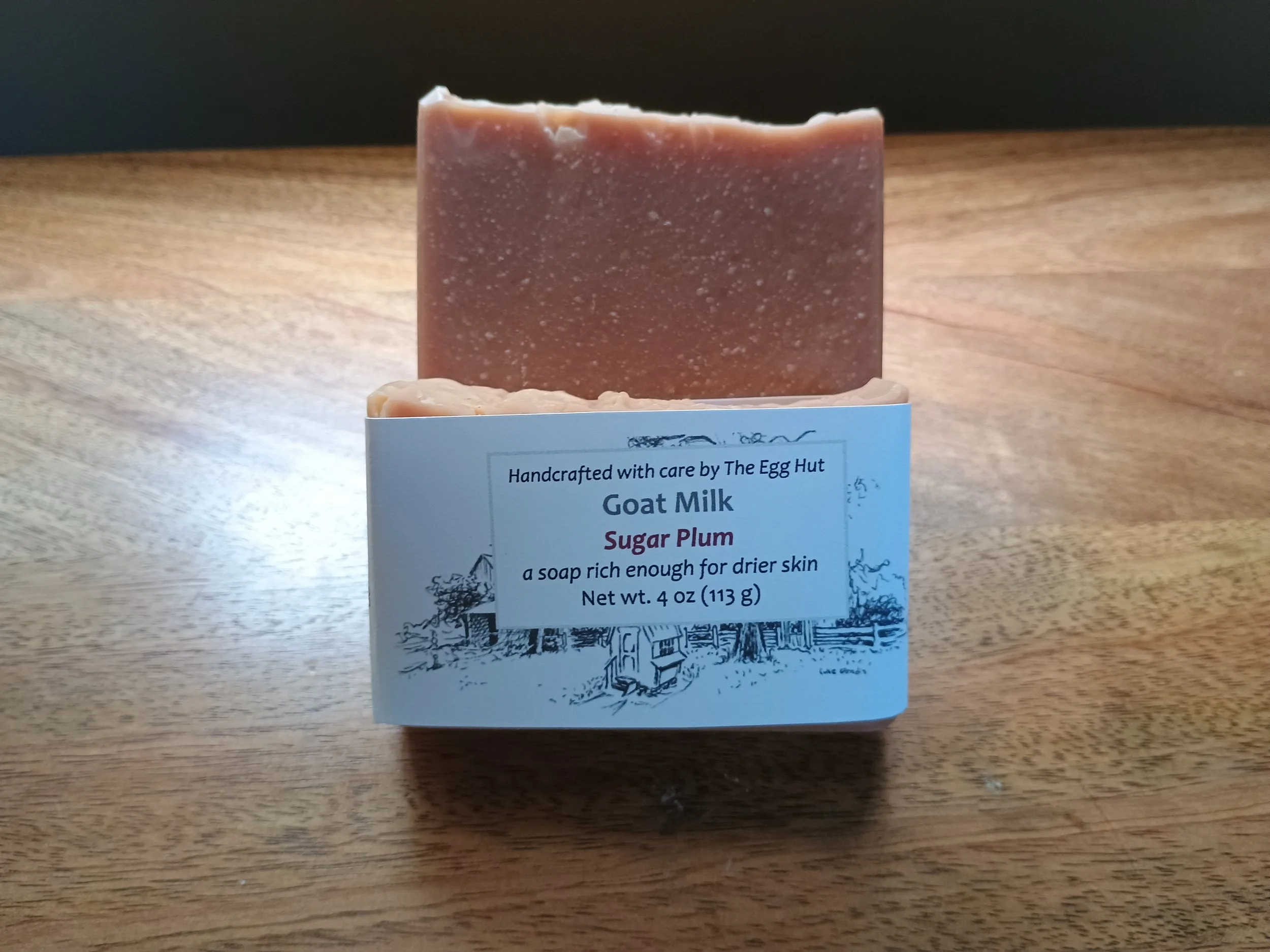 Sugar Plum soap package with dark red soap bar