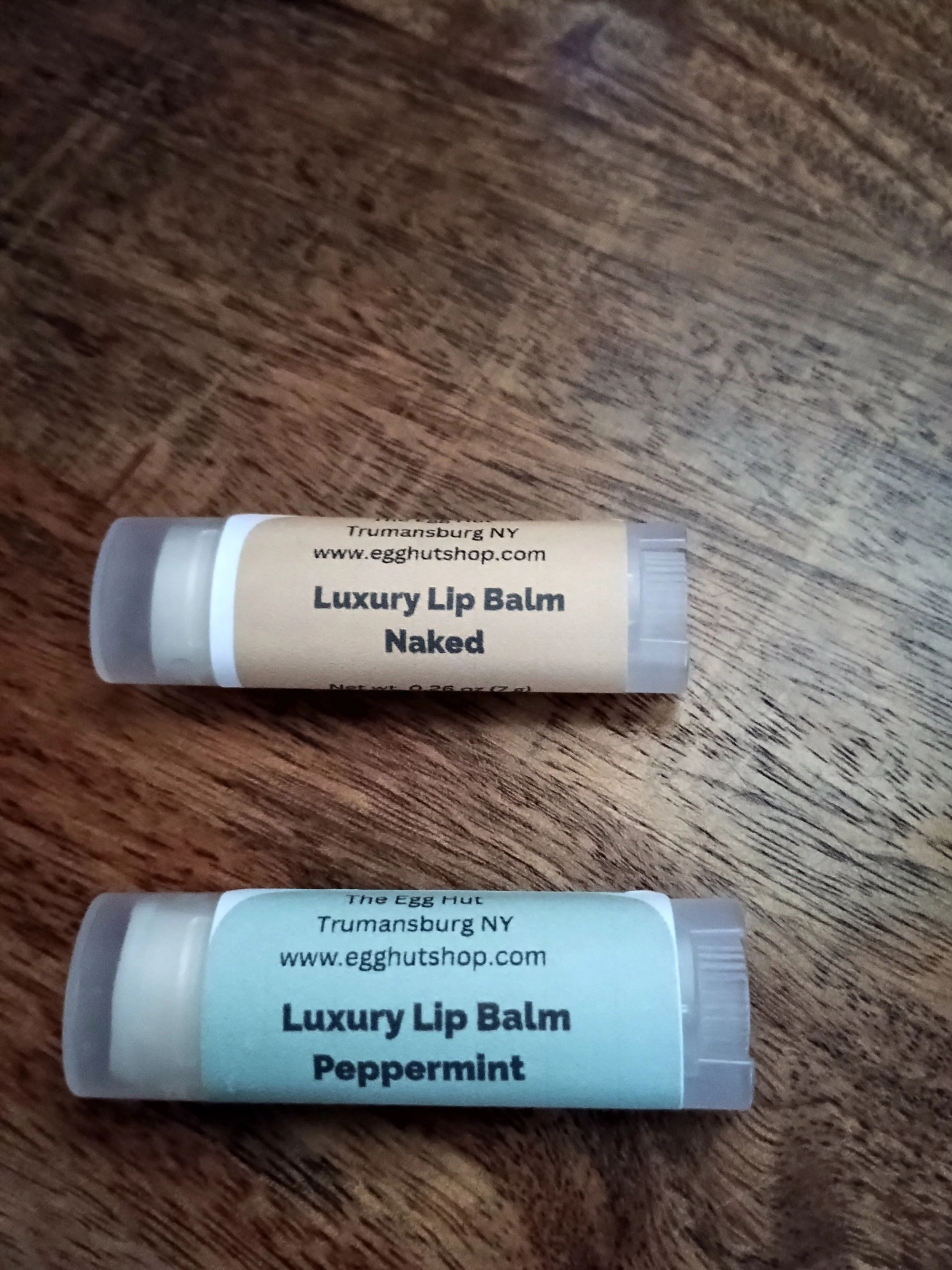 Luxury lip balm tubes peppermit and naked