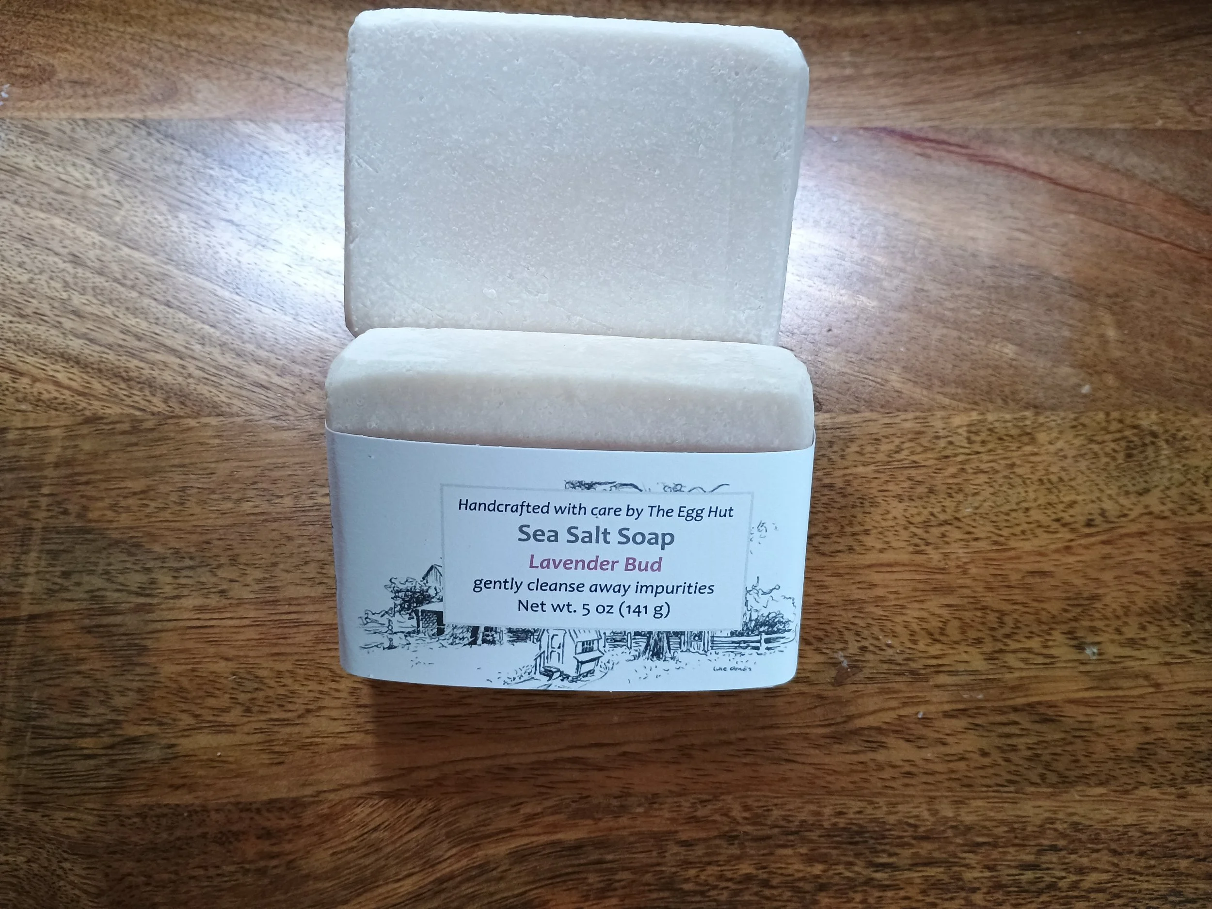 Lavender Bud soap package with purple colored soap bar