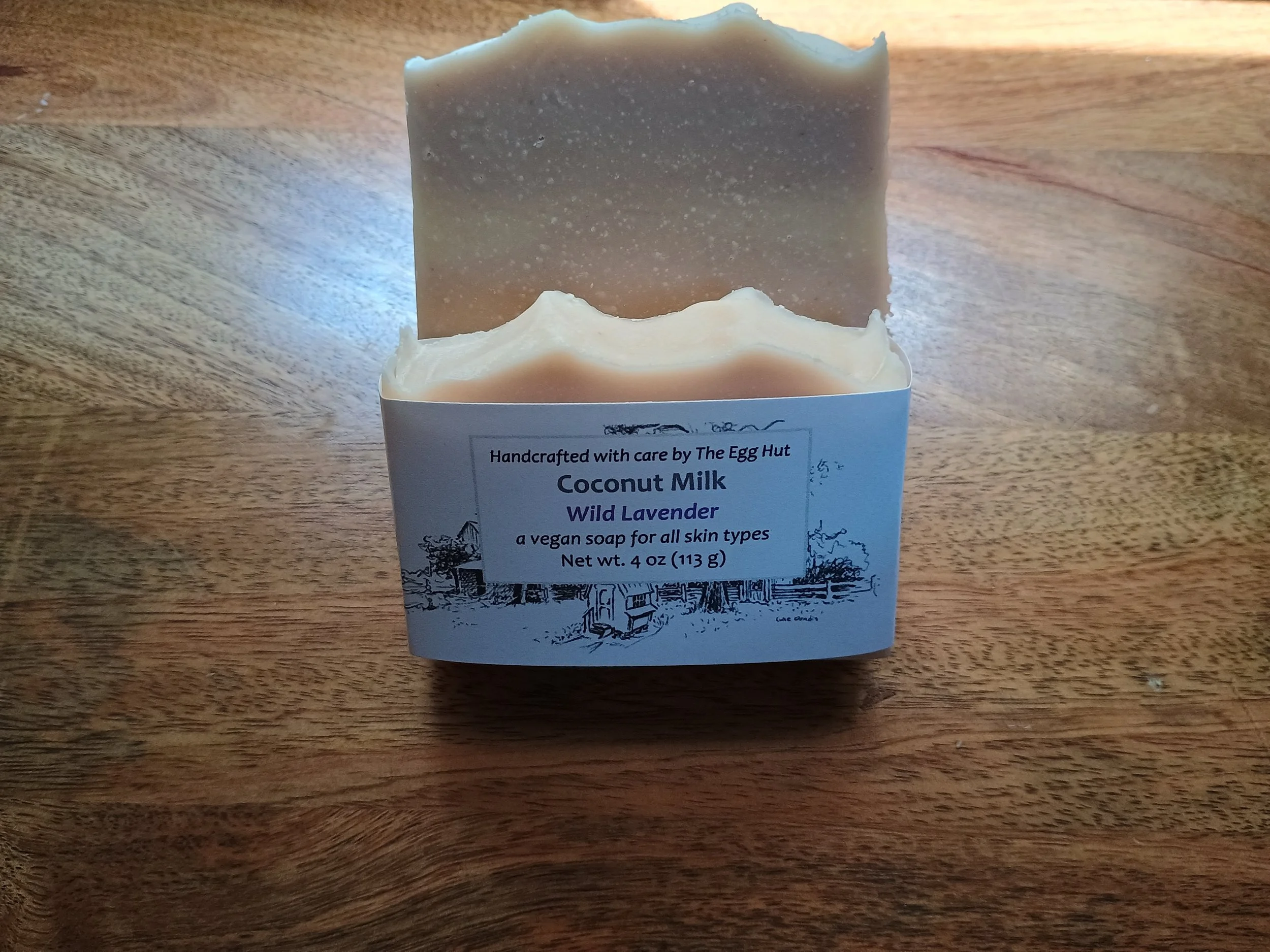 Wild Lavender soap package with cream soap bar with light purple layers