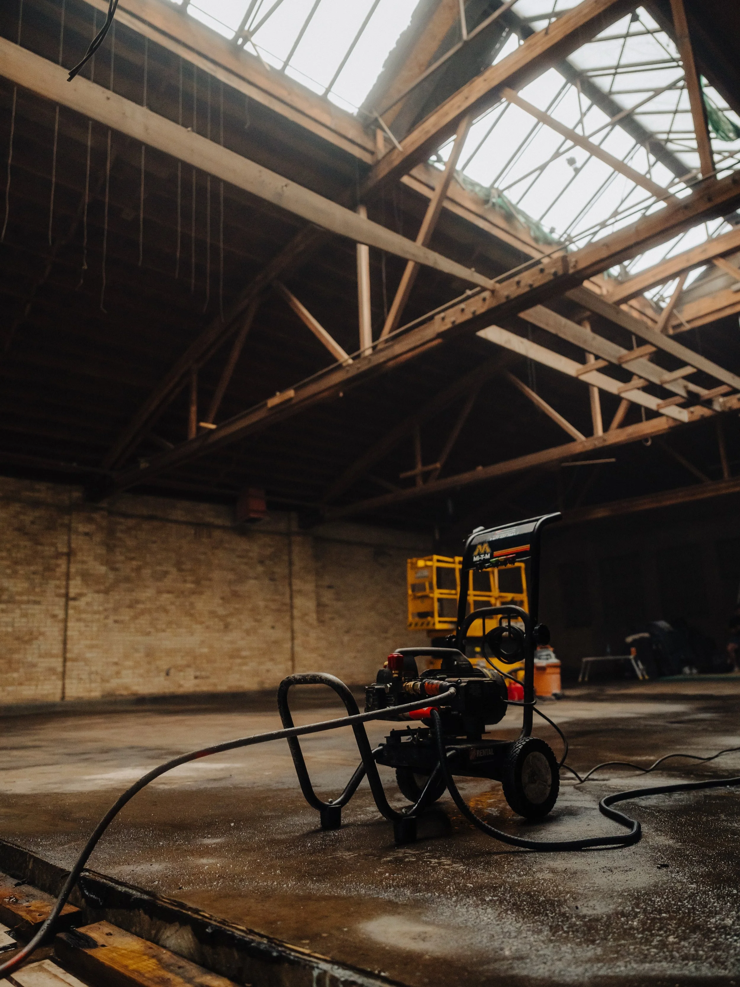 6 WEEKS IN 

We have finished demolition on the inside of the space and cleared it out. We have sandblasted the interior walls and ceilings, making the place look amazing, removing the old paint and giving the ceiling a refresh! 

Now we are starting