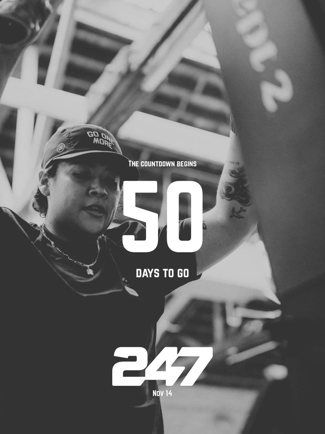 50 DAYS OUT⏳

247 is coming to @bucktownassembly on Saturday, Nov 14, and the countdown is officially on.

Teams of two. 2400m of rowing and skiing. 7000 lbs moved. Repeated four times across back squat, front squat, bench, and deadlift. 

You and yo