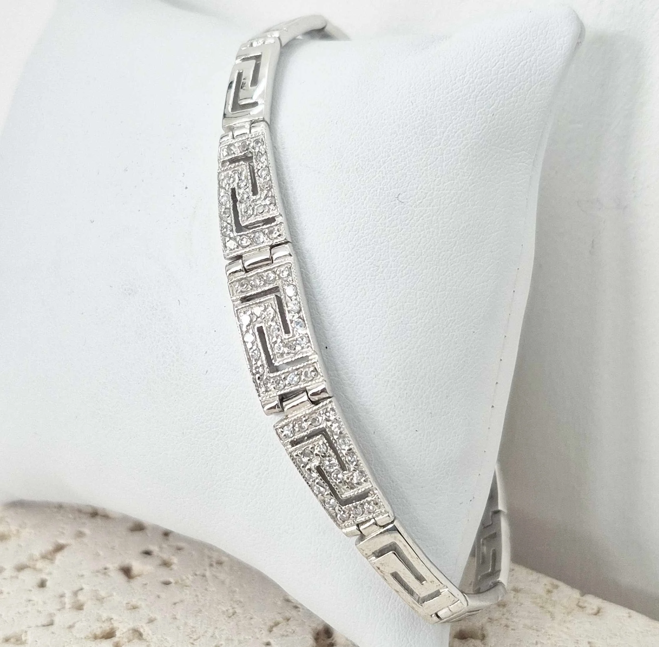 Silver Geometric Crystal Bracelet