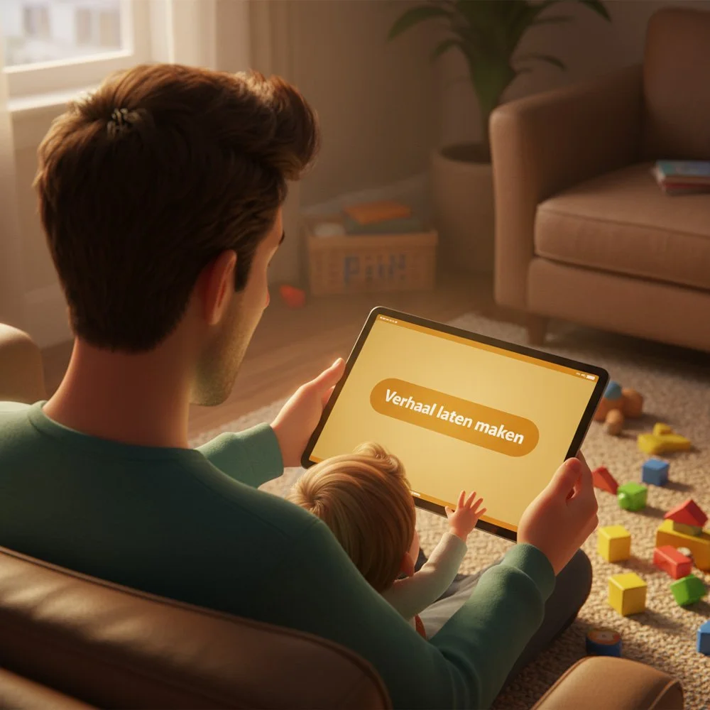 Ouder en kind met iPad