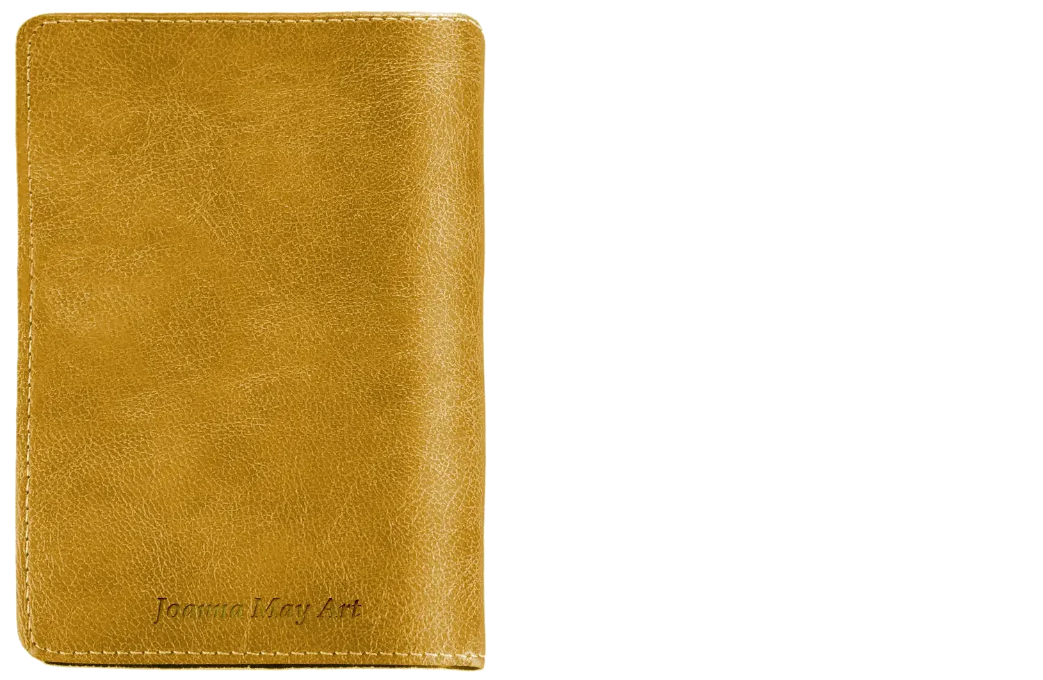 A yellow leather-bound notebook with the words 'Joomla Way Art' embossed on the bottom left corner.