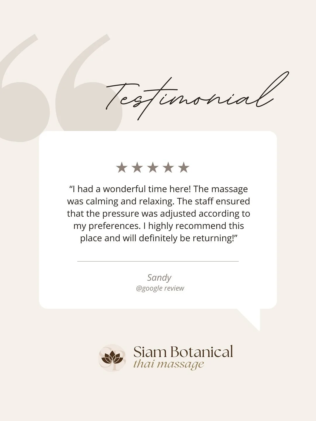 We&rsquo;re so grateful for all the kind words 💛

Our team is always here to make sure every session is relaxing, comfortable, and professional.

Thank you for choosing Siam Botanical Thai Massage 🌿

#thankyou #gratitude #customerappreciation #mass