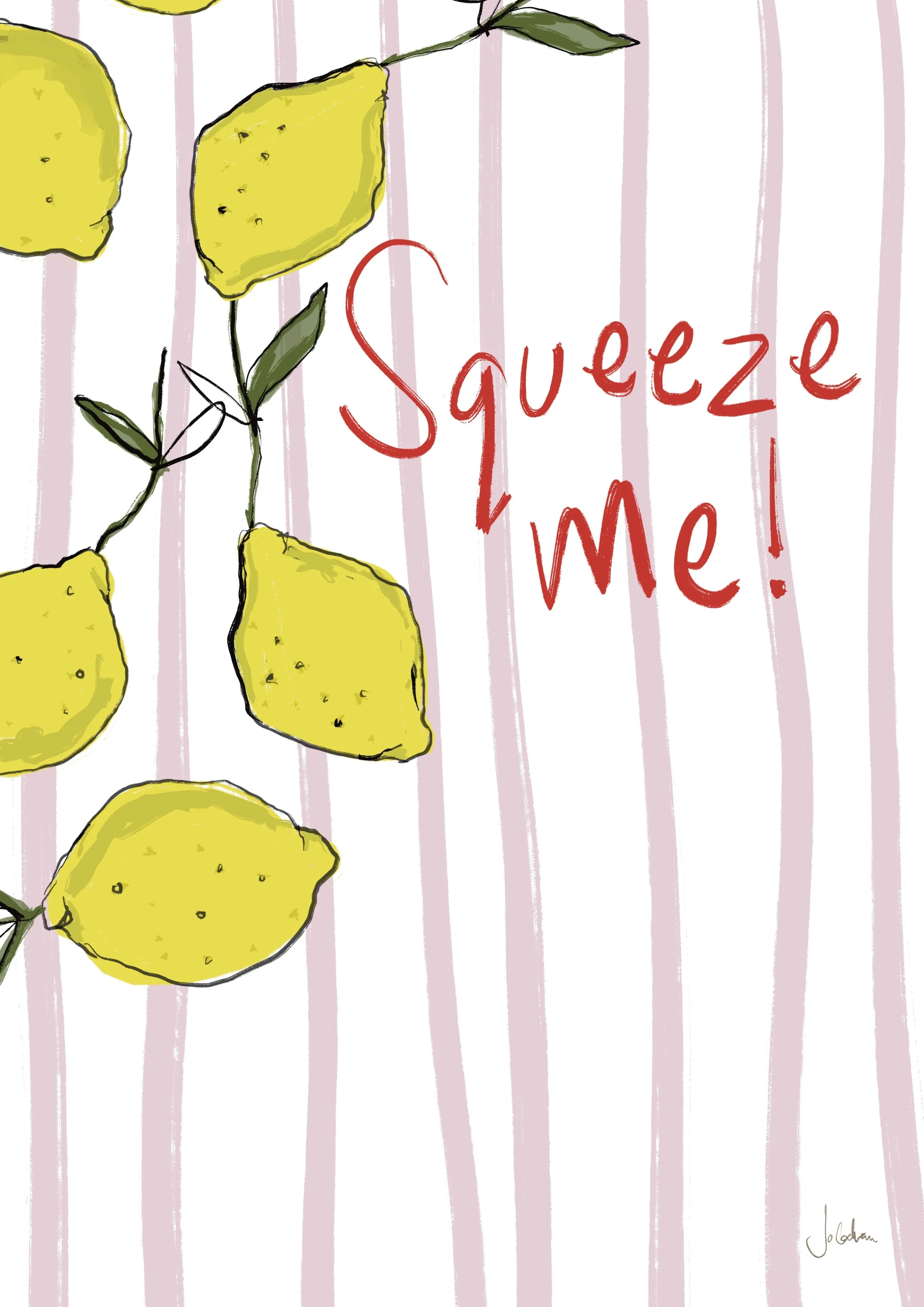 ‘Squeeze me’ Lemon Art Print