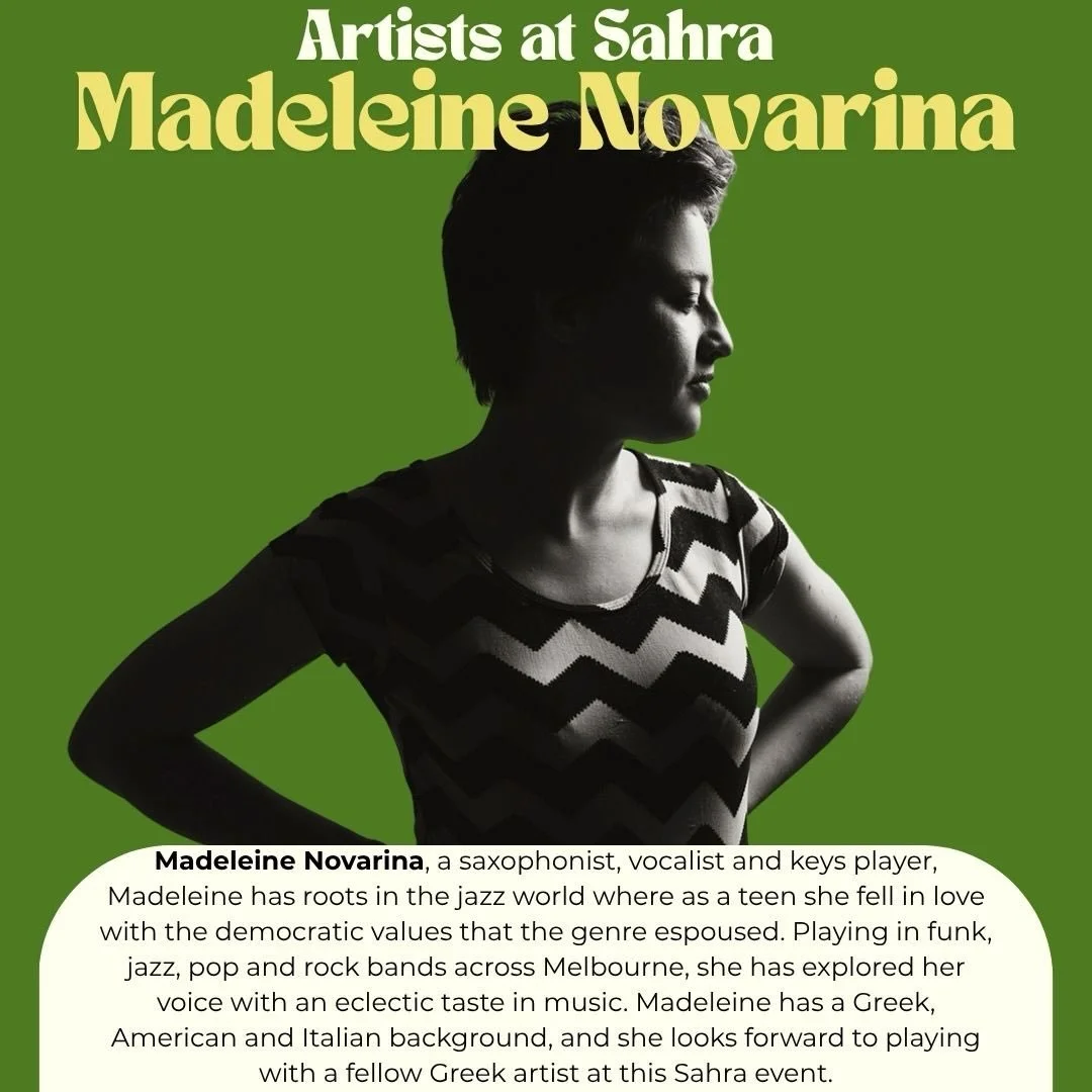 Introducing Madeleine who will be performing in the next Sahra event on June 26th @ @jamsheedwines. 

Madeleine is a saxophonist, vocalist and keys player, Madeleine has roots in the jazz world where as a teen she fell in love with the democratic val