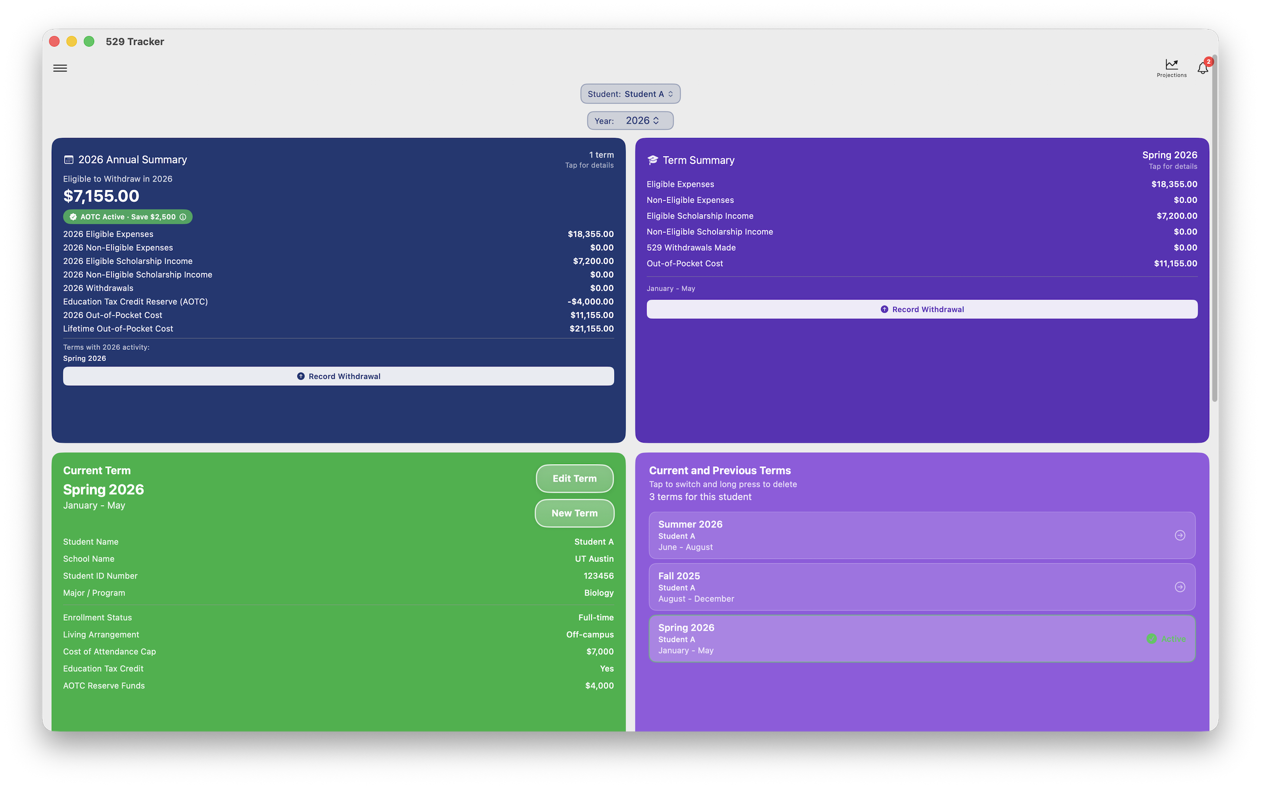 MacOS, Main Dashboard View