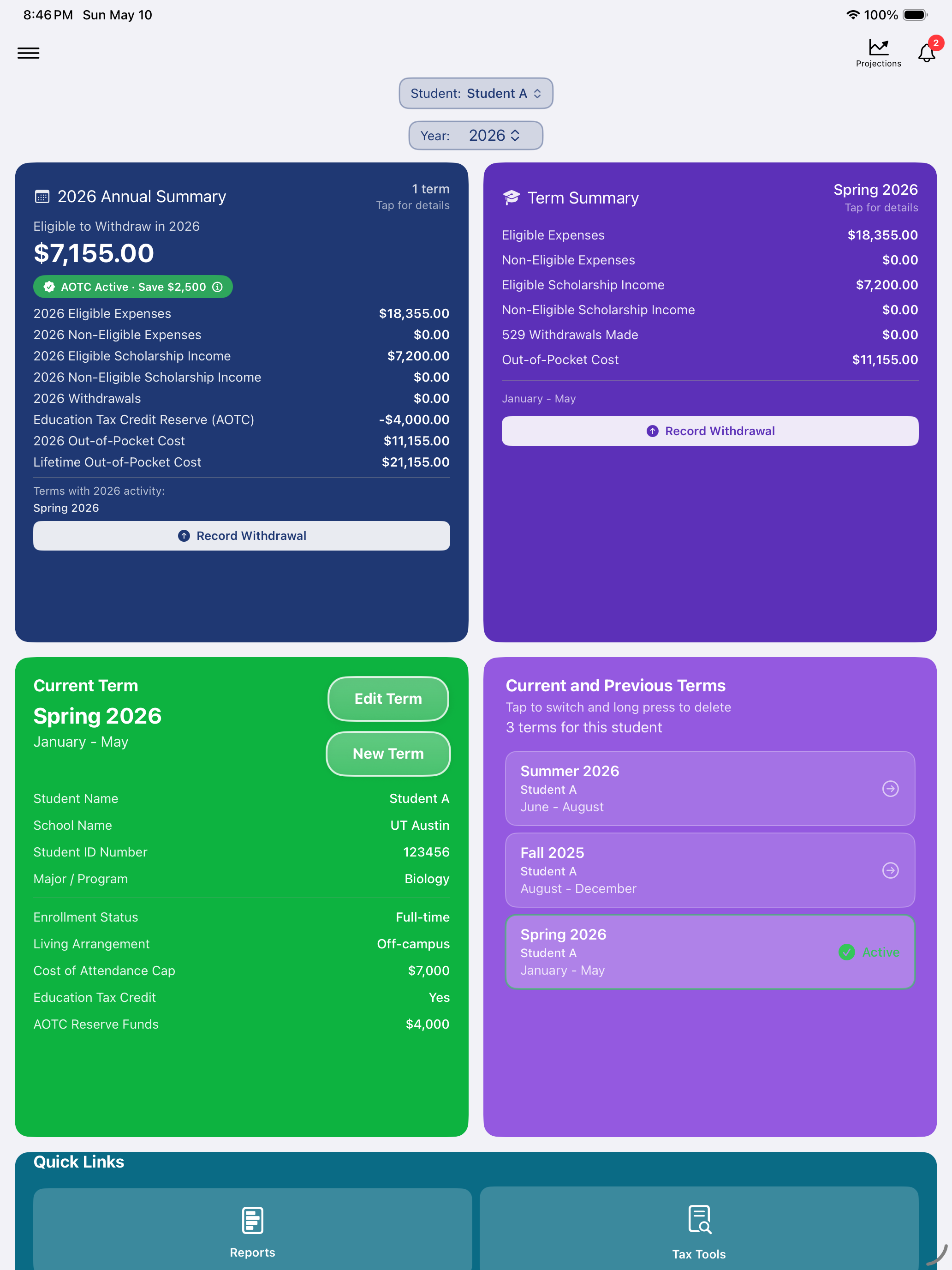 iPad Main Dashboard