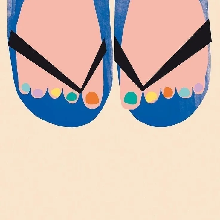Orologio con numeri colorati disegnato come piedi con scarpe blu e unghie colorate