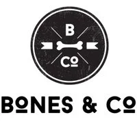 Logo for BONES & CO featuring a circular design with skeletal bones and arrows.